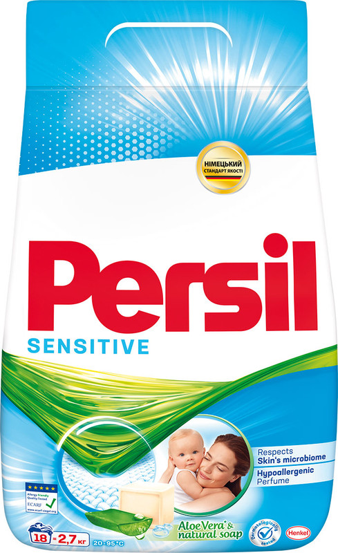 Порошок пральний PERSIL Sensitive з Алое Вера, універсальний, 2,7кг